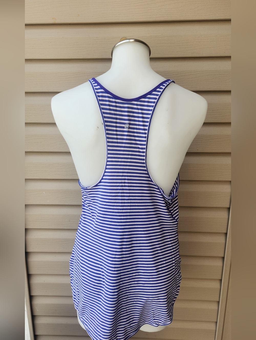 lululemon athletica Blue & White Striped Racerback Tank